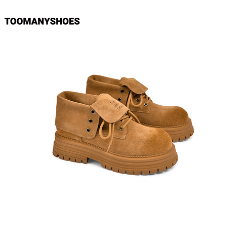Toomanyshoes靴子24秋冬新款硫磺石厚底短靴工装大黄靴真皮马丁靴