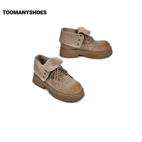 Toomanyshoes靴子24秋冬新款硫磺石厚底短靴工装大黄靴真皮马丁靴