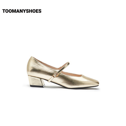 Toomanyshoes女鞋2024新款朝酒晚舞方头粗跟小香风单鞋复古玛丽珍