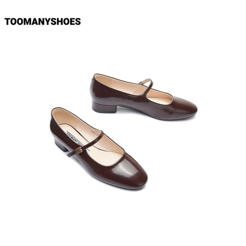 Toomanyshoes女鞋2024新款南法庄园方头粗跟小香风单鞋复古玛丽珍