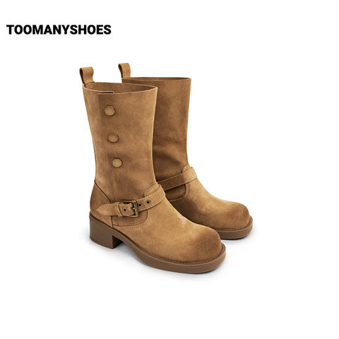 Toomanyshoes靴子2024秋冬新款冷爵士厚底户外工装短靴西部骑士靴