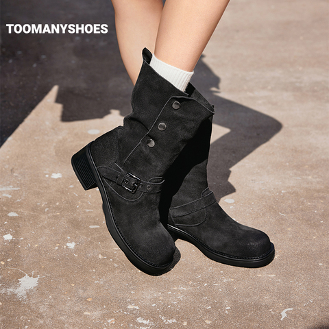 Toomanyshoes靴子2024秋冬新款冷爵士厚底户外工装短靴西部骑士靴