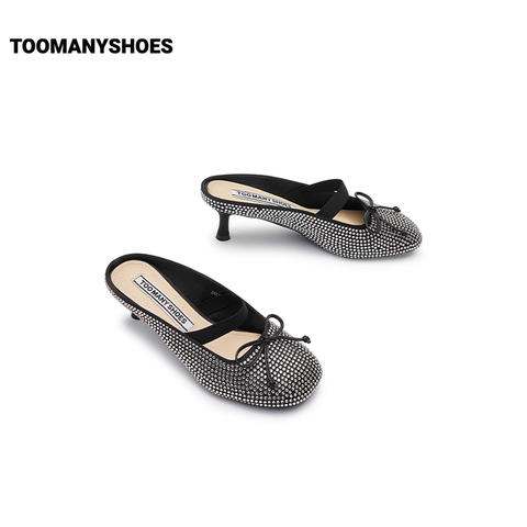 Toomanyshoes女鞋2024新款睫毛弯弯芭蕾舞鞋型包头拖鞋一脚蹬单鞋