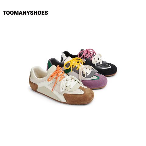 Toomanyshoes女鞋2025新款三色杯撞色时尚休闲运动跑鞋复古德训鞋