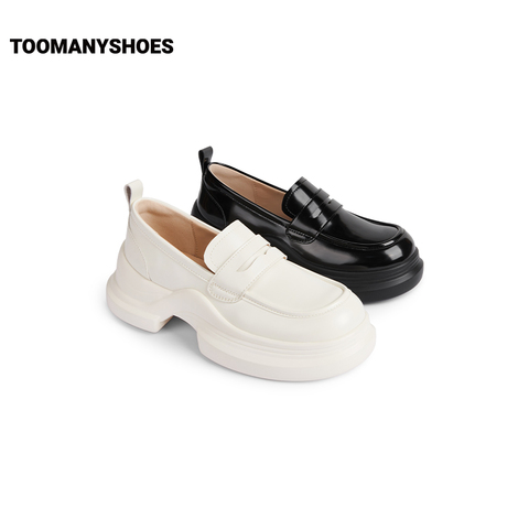 Toomanyshoes女鞋2025新款奶油小方学院风jk小皮鞋复古厚底乐福鞋