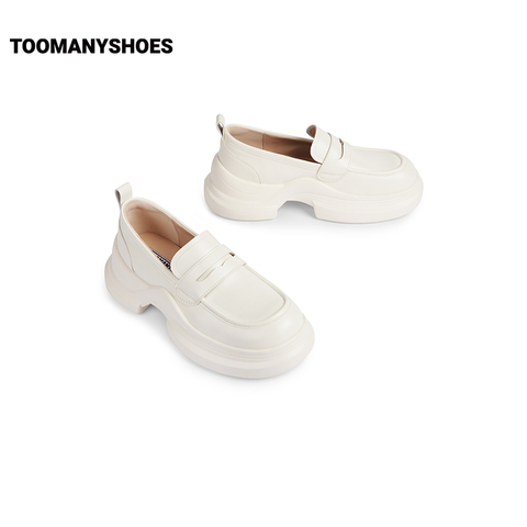 Toomanyshoes女鞋2025新款奶油小方学院风jk小皮鞋复古厚底乐福鞋