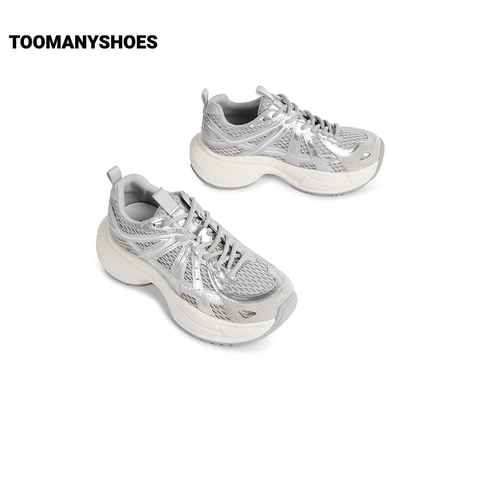 Toomanyshoes女鞋2025新款解构星河复古银色老爹鞋厚底增高运动鞋