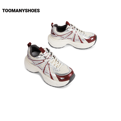 Toomanyshoes女鞋2025新款解构星河复古银色老爹鞋厚底增高运动鞋