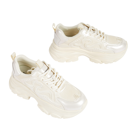 Toomanyshoes女鞋25新款心引力运动休闲鞋厚底增高复古银色老爹鞋