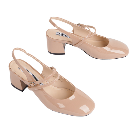 Toomanyshoes女鞋2025新款怦然心动粗高跟包头凉鞋银色复古玛丽珍