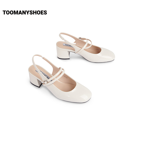 Toomanyshoes女鞋2025新款怦然心动粗高跟包头凉鞋银色复古玛丽珍