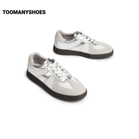 Toomanyshoes虚拟恋人银色板鞋小白鞋芭蕾德训鞋女