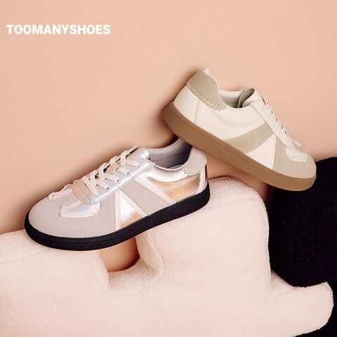 Toomanyshoes虚拟恋人银色板鞋小白鞋芭蕾德训鞋女