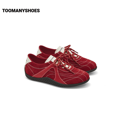 Toomanyshoes融化焦糖复古阿甘鞋德训鞋女跑鞋真皮运动休闲赛车鞋