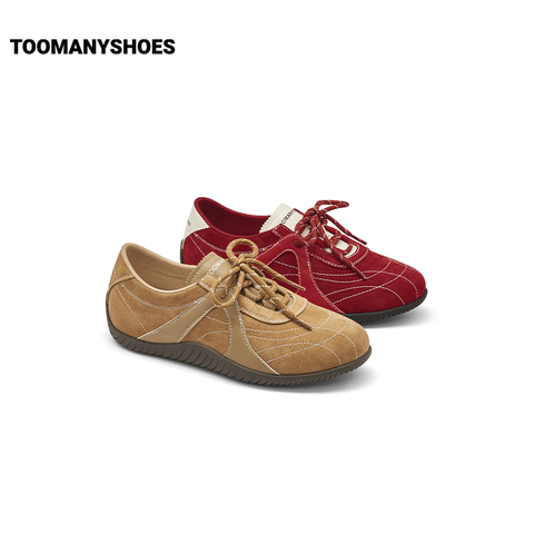 Toomanyshoes融化焦糖复古阿甘鞋德训鞋女跑鞋真皮运动休闲赛车鞋