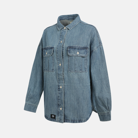 VANS范斯2025女子LOOSE DENIM SHACKET梭织长袖衬衫VN000QP3FAI