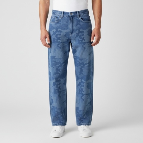 VANS范斯2025男子Check-5 Loose Camo Printed Denim Pant梭织长裤VN000PH8CDX