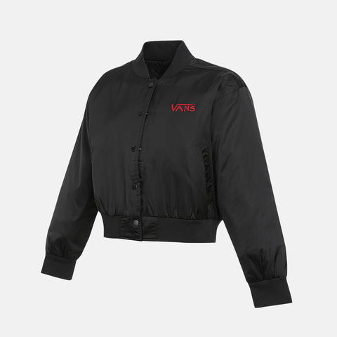VANS范斯2025女子RIROO CROPPED BASEBALL JACKET薄棉服VN000TRZBLK
