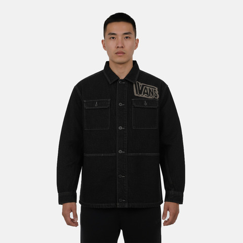 VANS范斯2025男子DENIM LOGO SHACKET梭织连帽外套VN000W54Q47